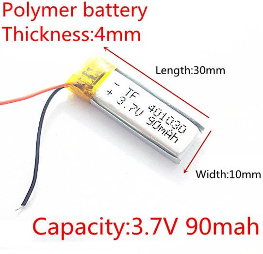 

Батарея 90mAh 3.7V 401030 Литий-Полимер Аккумулятор для Bluetooth Гарнитуры