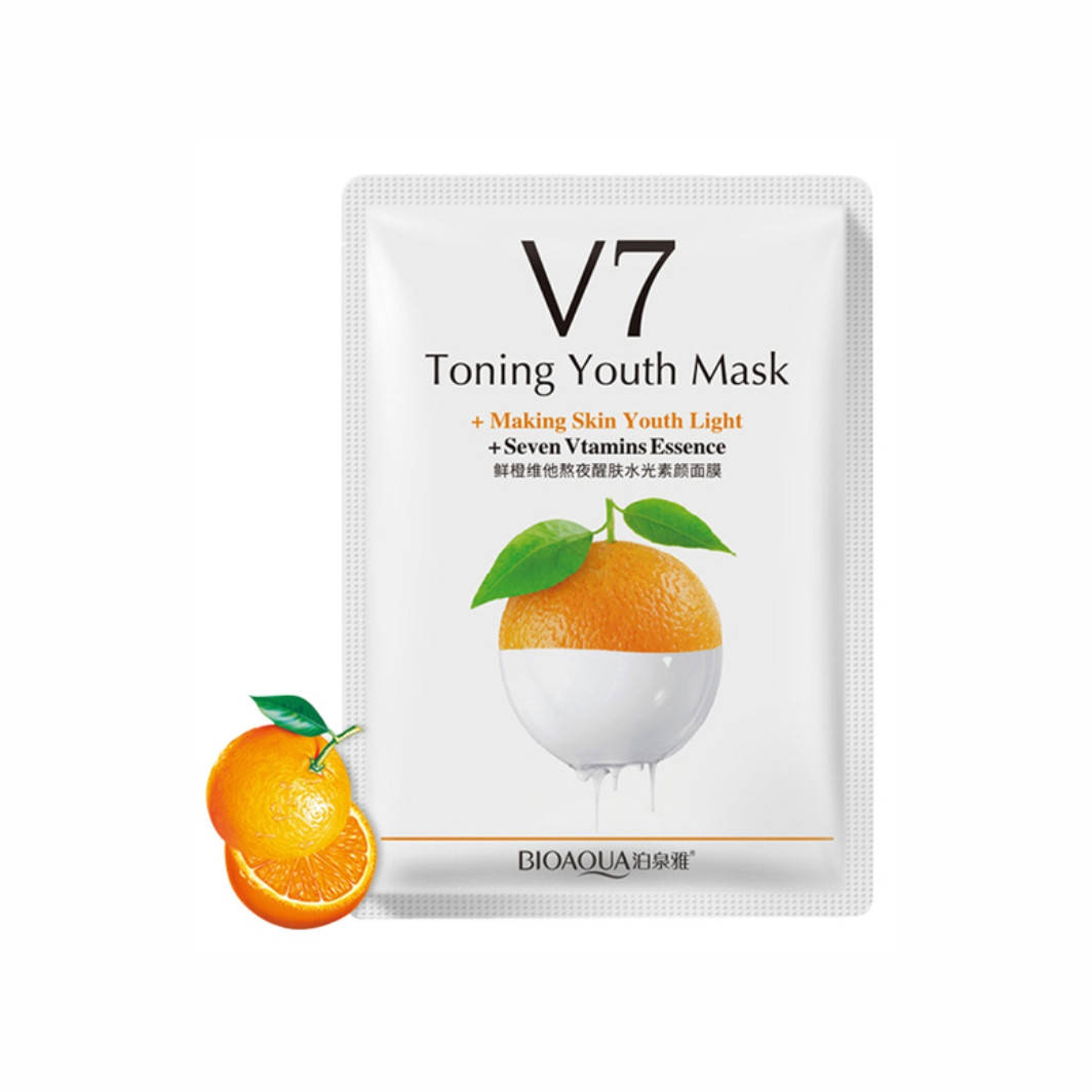 

Витаминная масказ экстрактом апельсина Bioaqua Toning Youth Mask V7 Orange