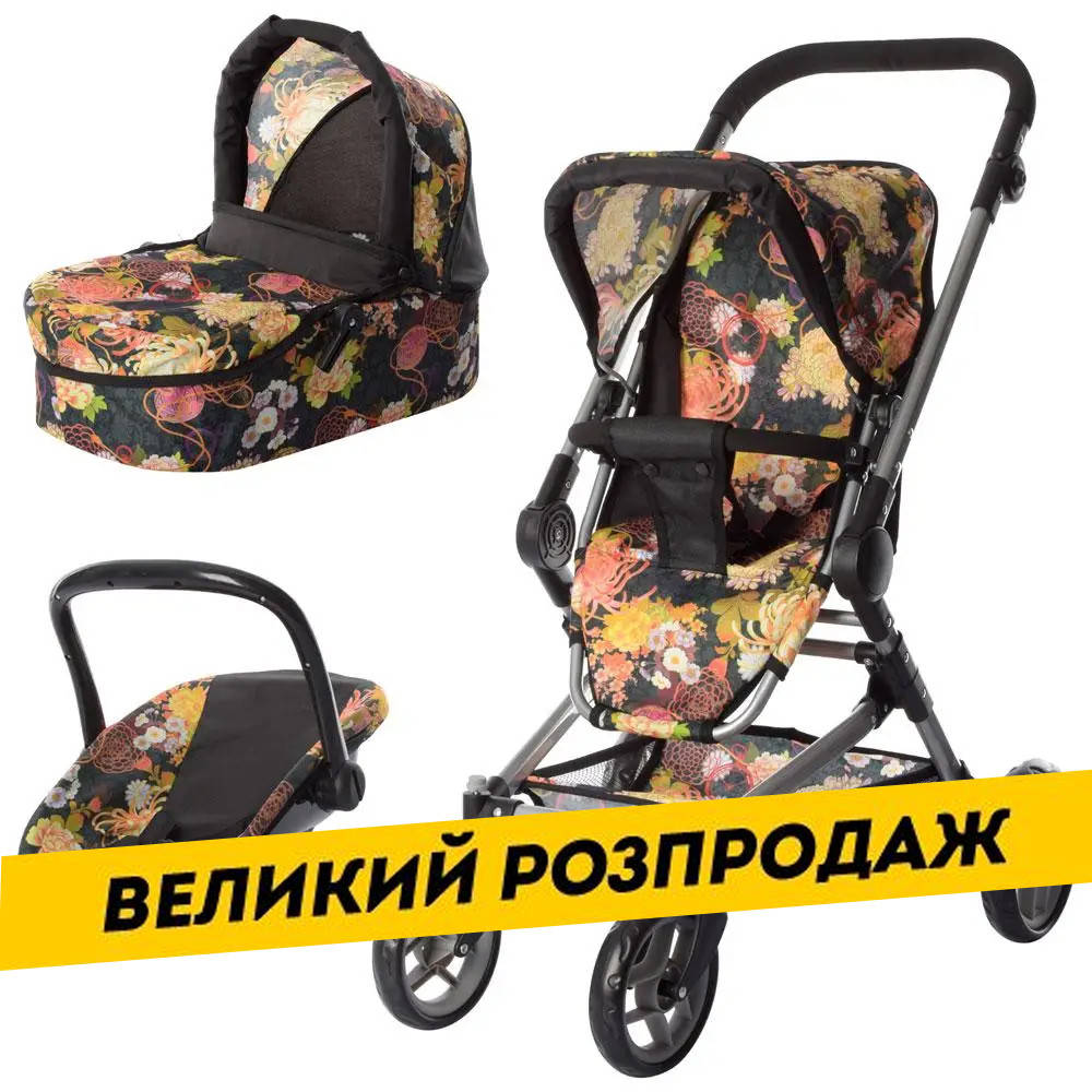 

Коляска универсальная 3 в 1 для кукол (люлька, прогулка, автокресло, ручка 67-84 см) Melogo 9636 Коричневый