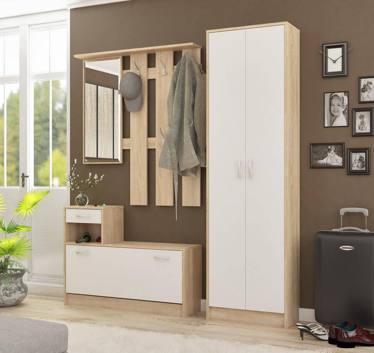 

Модульная прихожая со шкафом 155см Орион Мебель-сервис (белый, дуб сонома)