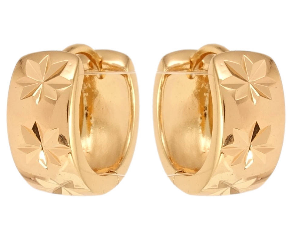 

Серьги Xuping Позолота 18K колечки "Широкие с узором звездочки"
