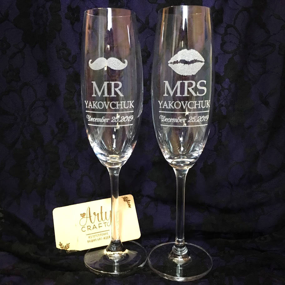 

Бокалы с гравировкой Mr Mrs Bohemia