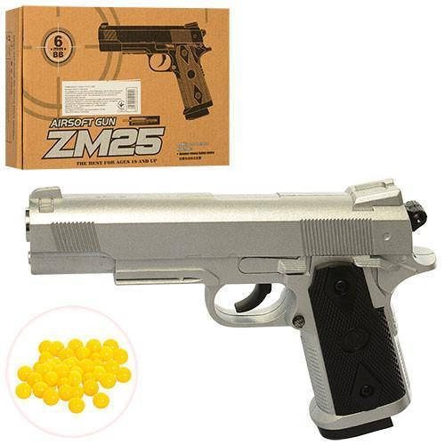 

Игрушечный пистолет металлический с патронами Cyma ZM25, 17,5х12х3 см., серый