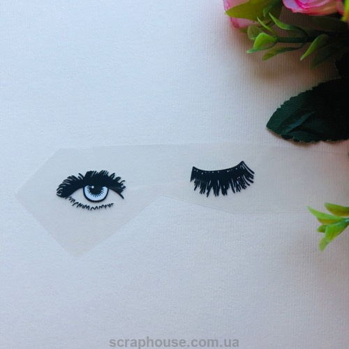 

Термоаппликация-накатка, наклейка на одежду Глазки 1,4х7 см., Черный