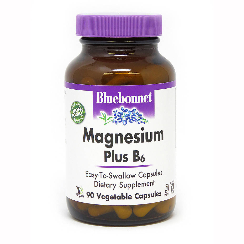 

Витамины и минералы Bluebonnet Magnesium plus B6, 90 вегакапсул