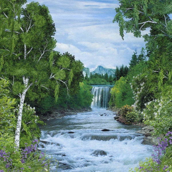 

Фотообои, водопад, лес, Лесная увертюра, 20 листов, размер 242х268см