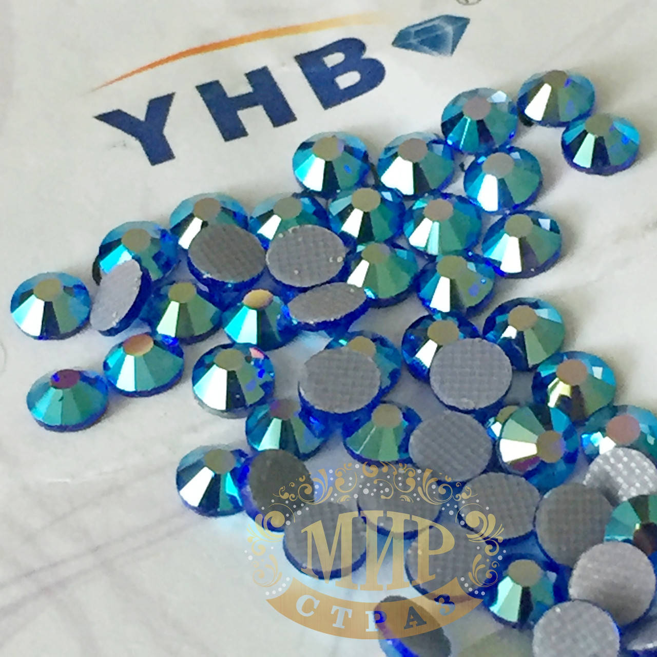 

Стразы YHB Lux, цвет Sapphire AB, HF, ss16 (3,8-4мм), 100шт