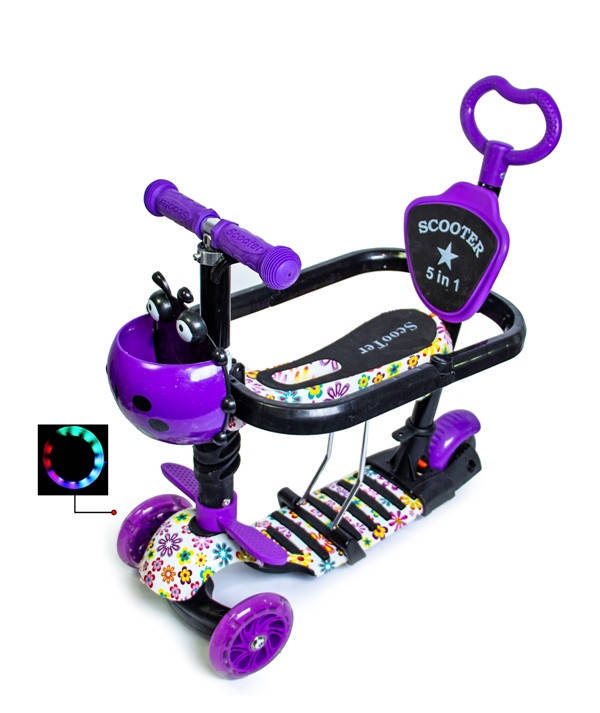 

Самокат 5in1 "Божья коровка" Violet Flowers с бортиком, Фиолетовый