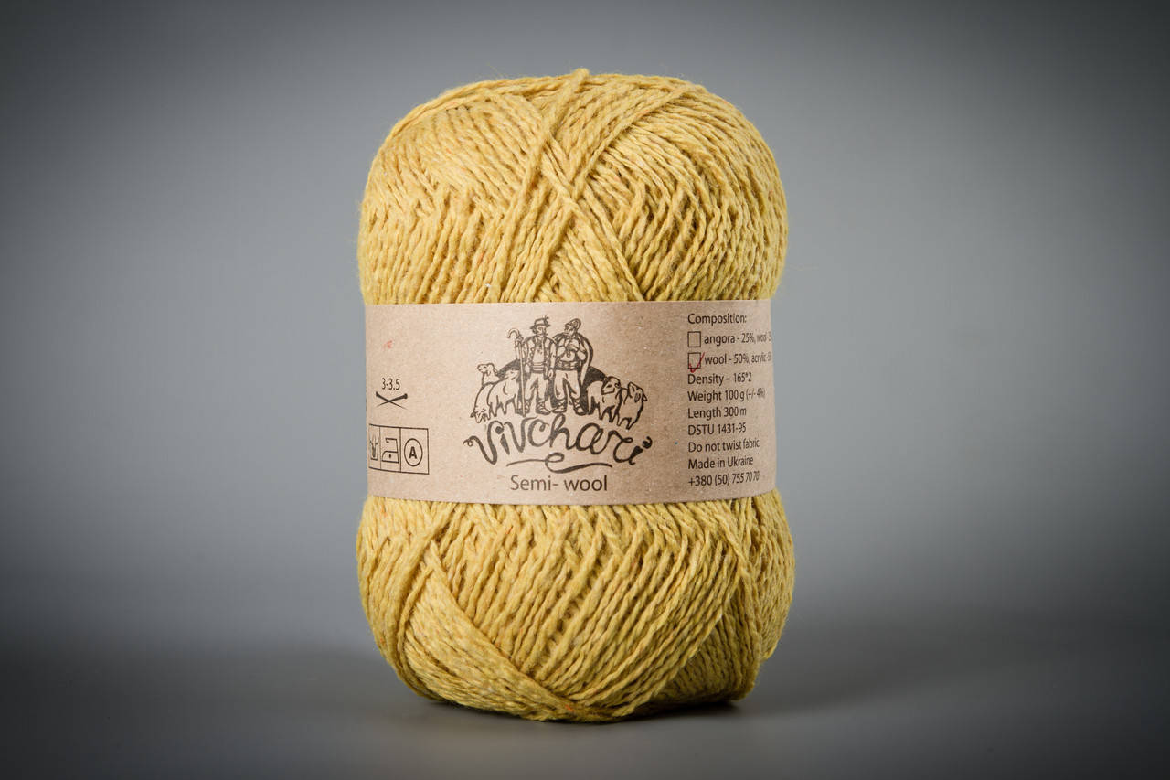 

Пряжа полушерстяная Vivchari Semi-Wool, Color No.402 желтый