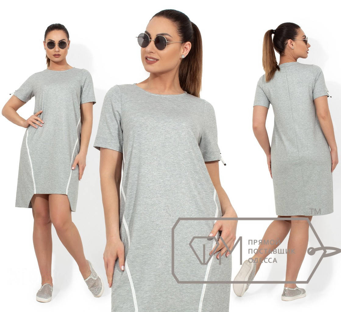 

Летнее трикотажное платье батал, серый