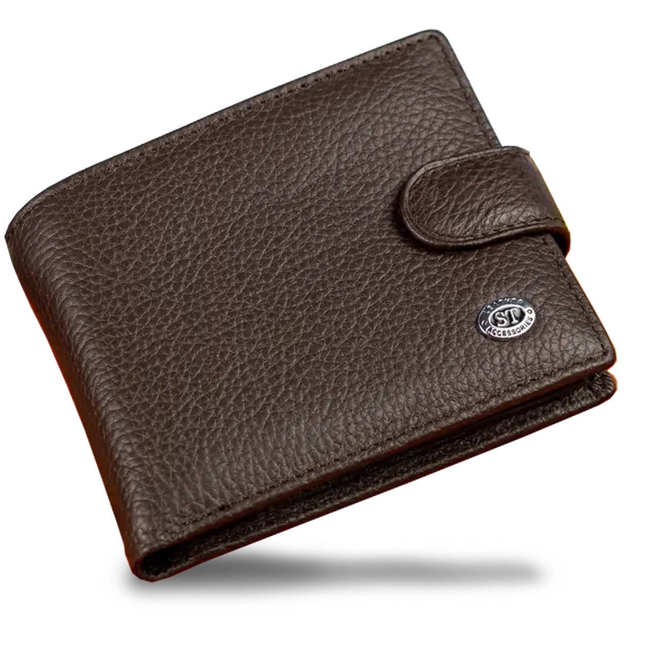 

Коричневое мужское портмоне из натуральной кожи с фиксацией ST Leather ST103, Коричневый