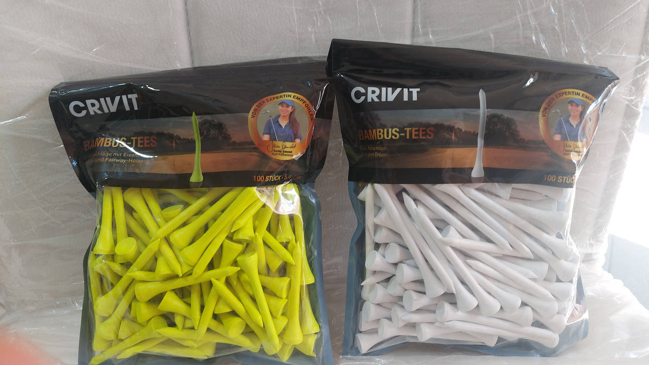 

Бамбуковые подставки для мячей для ударов клюшкой для гольфа Crivit 100 шт.7/5,4 см. цена за 1 упаковку