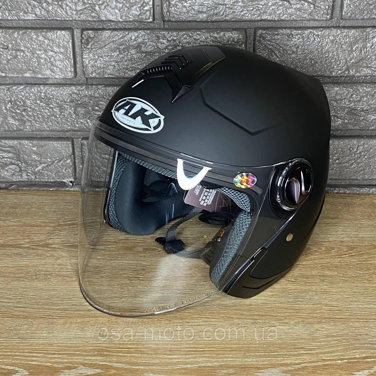 

Мотошлем открытый АК-720 черный матовый