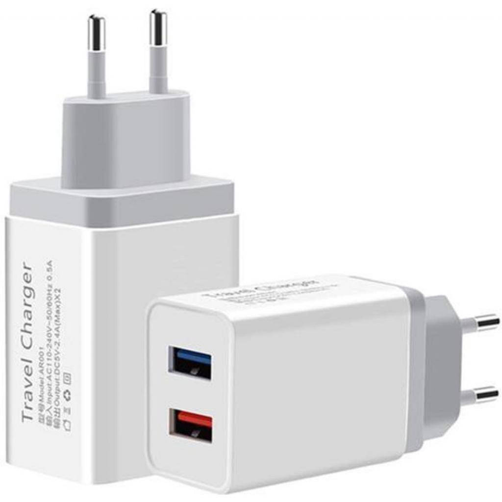 

Адаптер зарядка 2 USB 2.4A Fast Charger UKC, Белый