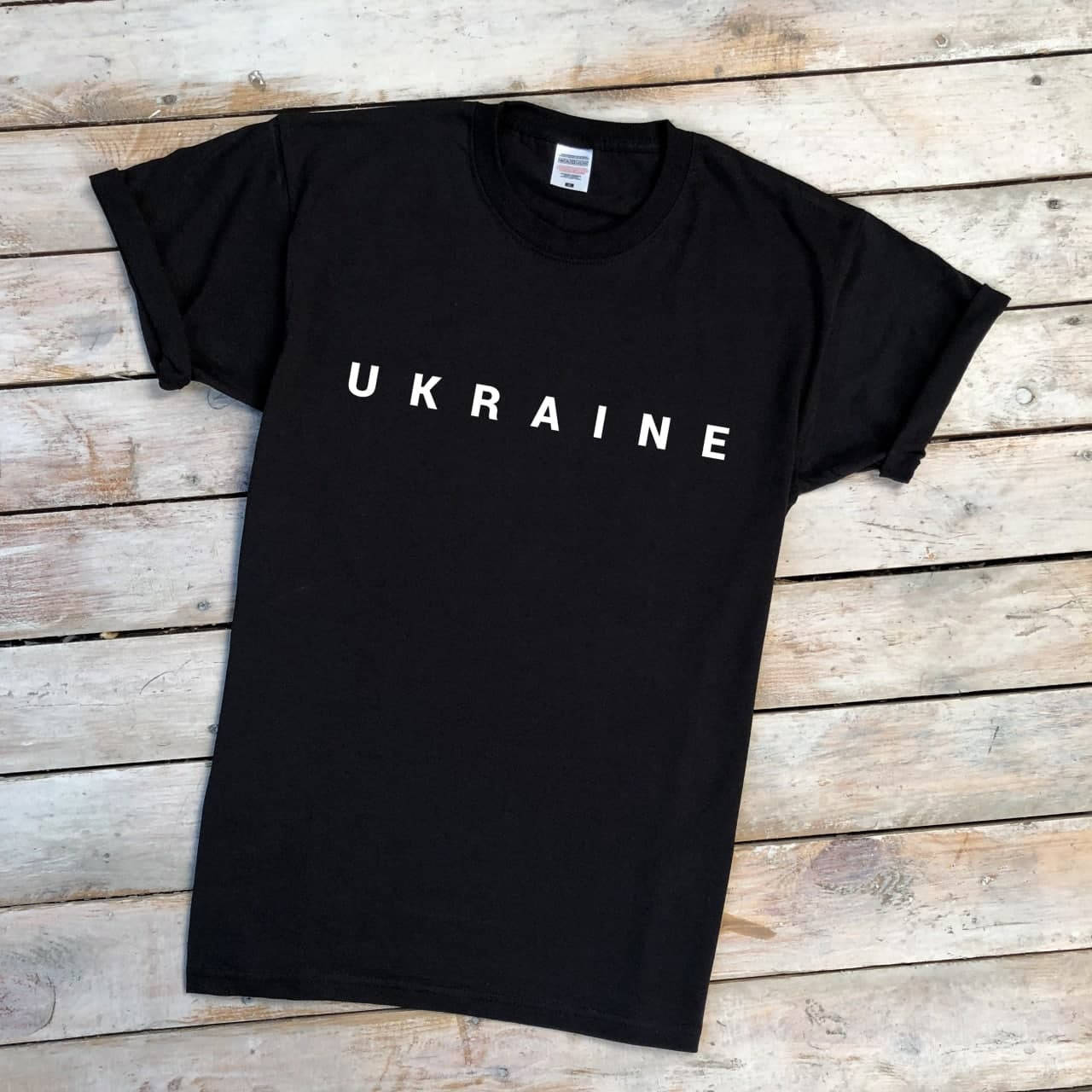 

Футболка базовая мужская Ukraine летняя хлопковая с принтом Украина, Черный