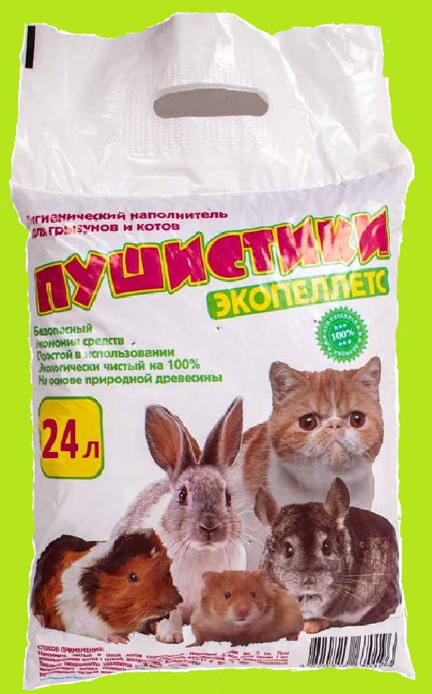 

Наполнитель древесный для кошачьих лотков Пушистики Экопеллет 24 л