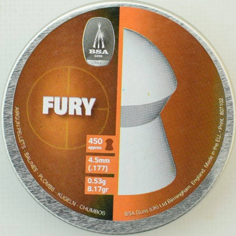 

Пули BSA Fury 4.5 мм , 0.53 г, 450 шт/уп