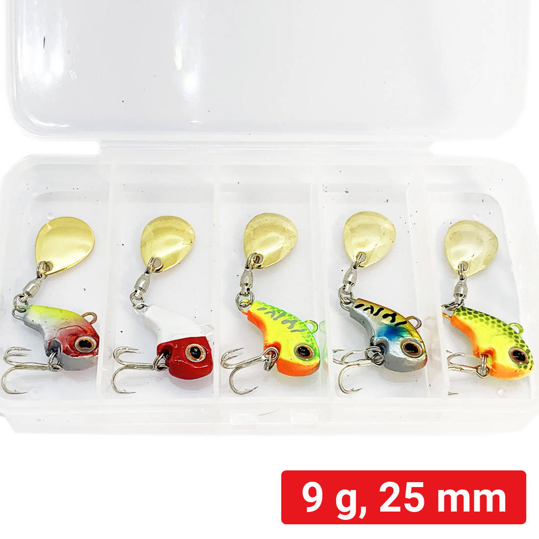 

Набор тейл-спиннеров FOX Jig Tail Spinner Kit 9g (5 шт приманок + коробка)