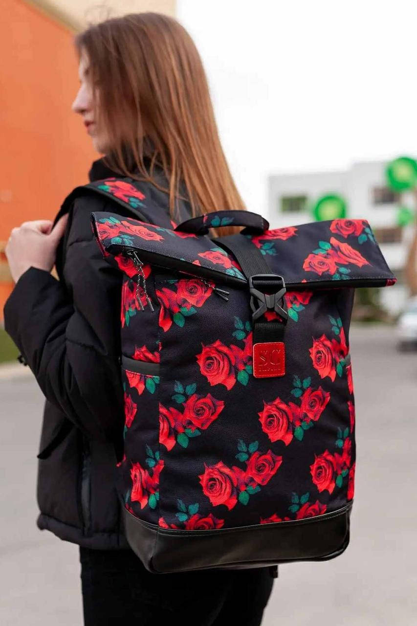 

Большой молодежный рюкзак ролл-топ с карманом для ноутбука, Красный