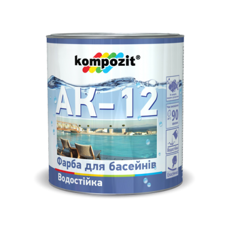 

Краска для бассейнов АК-12 Kompozit голубая 0,9кг, Голубой