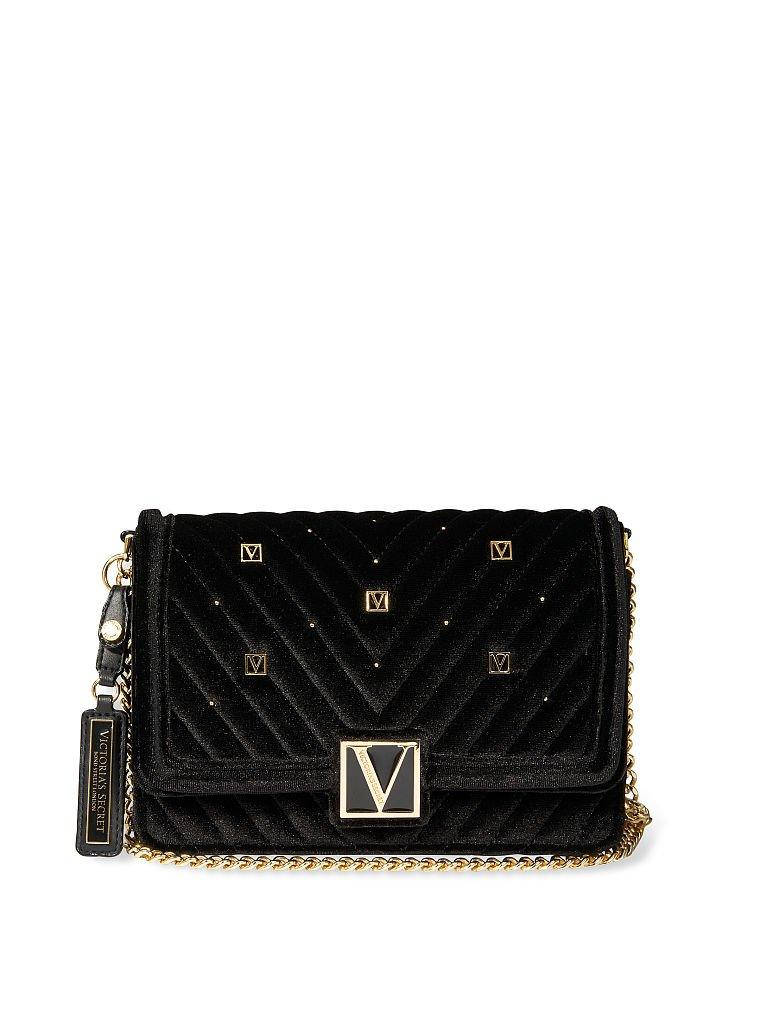 

Сумка Victoria’s Secret Victoria Mini Shoulder Bag черная, из нежнейшего бархата, Черный