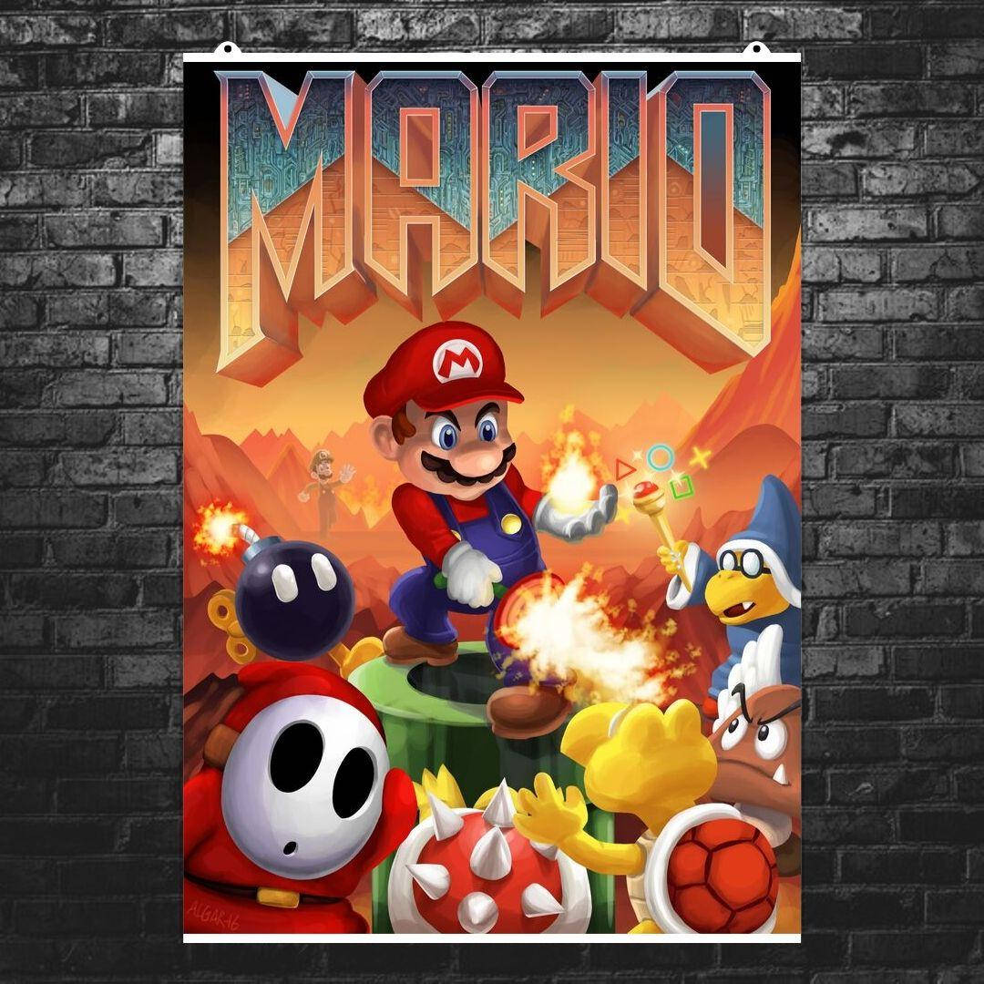 

Постер "Doom vs SuperMario". Супер Марио, Дум, ретроигры. Размер 60x43см (A2). Матовая бумага