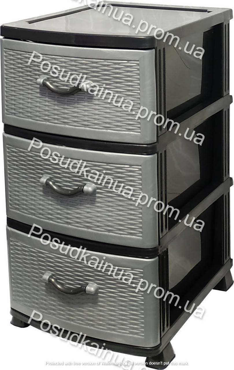

Комод пластиковый Стиль темно серый 3 ящика Efe Plastics
