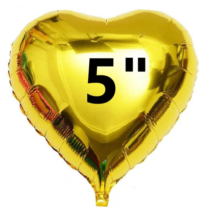 

Мини Сердце фольгированная металлик 5" (10см).-надув воздухом - Золото
