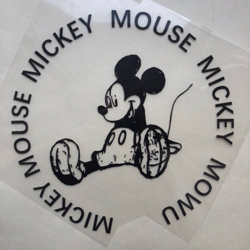 

Термоаппликация-накатка, наклейка на одежду Микки печать круглая черная 19 см, Черный