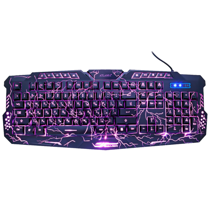 

Игровая клавиатура с подсветкой молния Atlanfa M200L - Проводная клавиатура Razer с тремя режимами подсветки, Черный