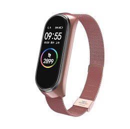 

Металлический ремешок MRK для фитнес браслета Xiaomi Mi Band 4/3 Розовое золото