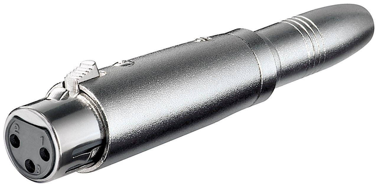 

Перехідник аудіо XLR 3p-Jack 6.3mm F/F Goobay адаптер Mono Metal корпус Серебряный(75.02.7453)