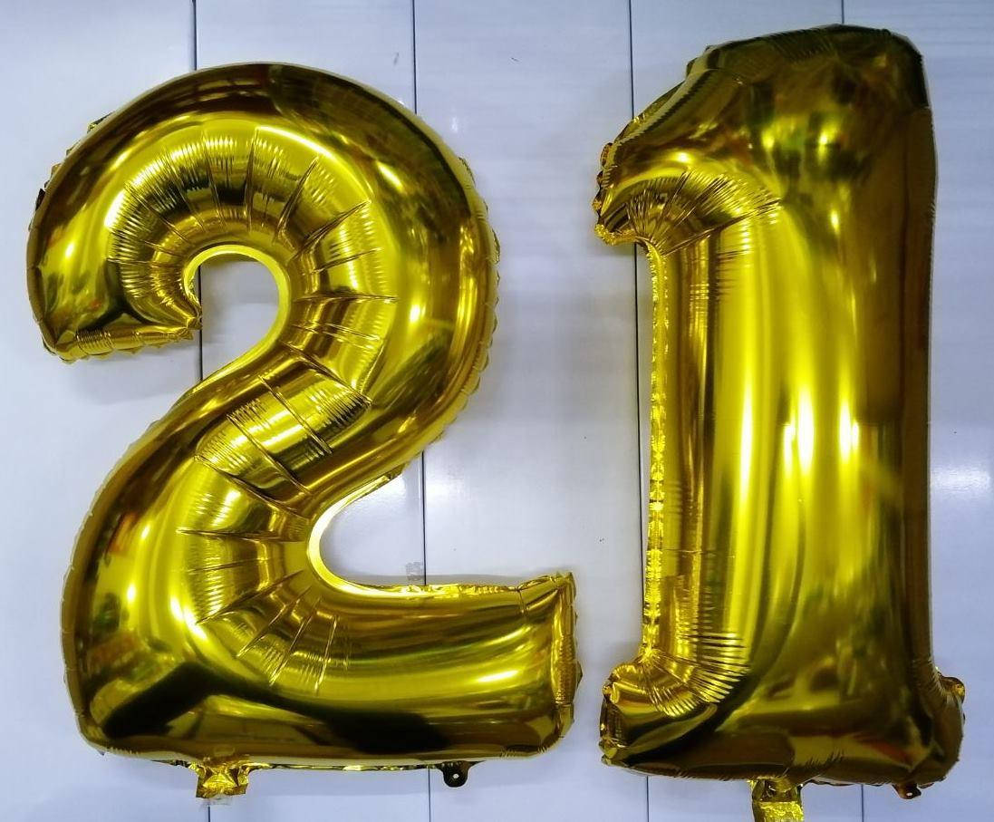 

Комплект цифр шаров 20 фольгированных, золото 70 см 21, Золотистый