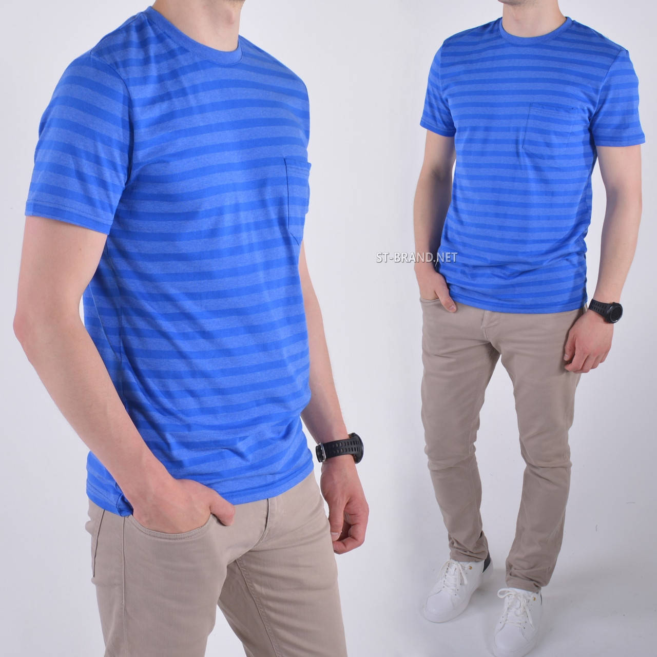 

Размеры: 48,50. Мужская футболка с карманом, 100% хлопок премиум качества / ярко-синяя