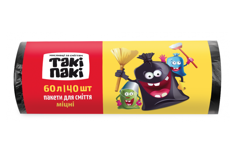 

Пакеты для мусора Таки Паки 60 л 40 шт 10мкм черный