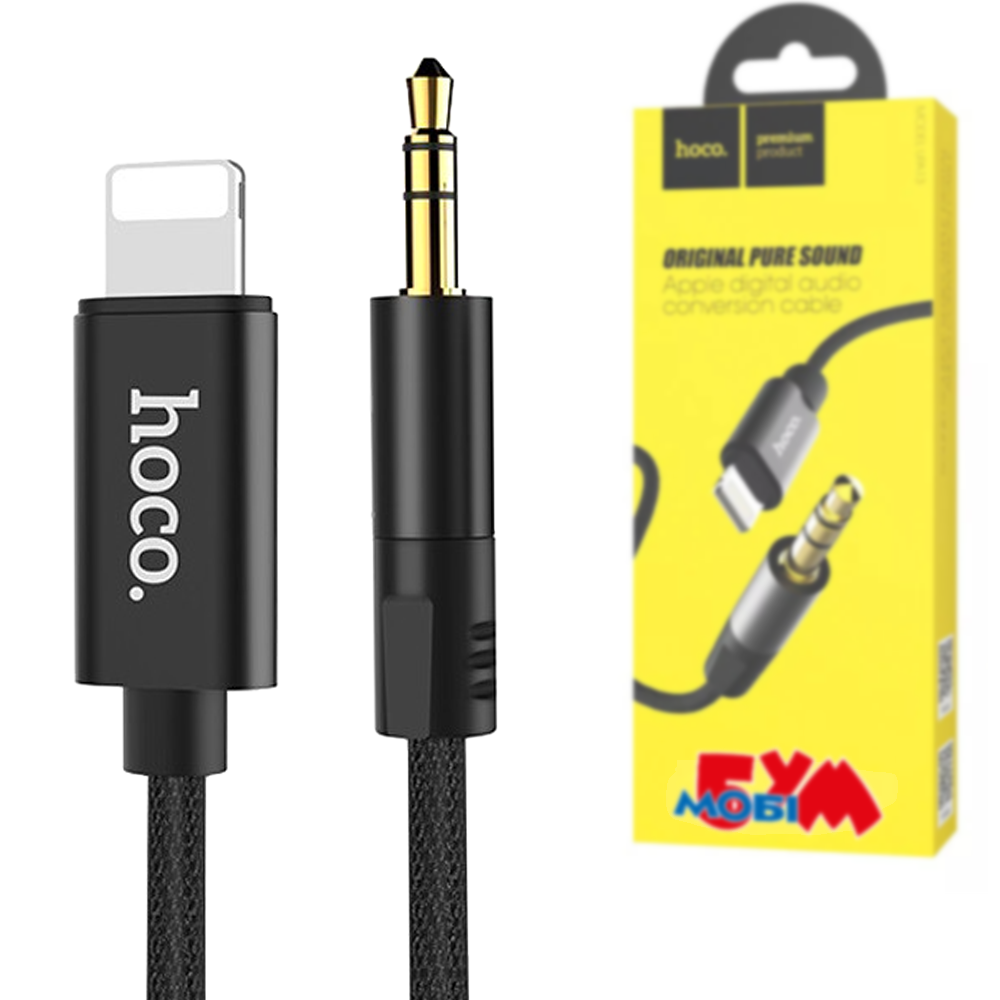 

Адаптер Lightning AUX 3.5 мм Jack в авто hoco. UPA13 Audio Cable Оригинал!, Черный