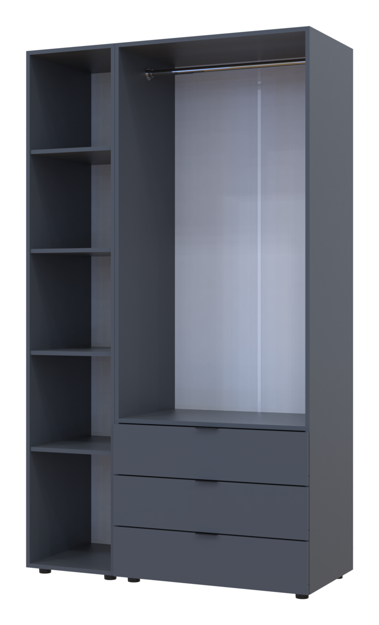 Шафа для одягу Doros Гелар Графіт 2ДСП/Дзеркало 116.5х49.5х203.4 (42002155) 6