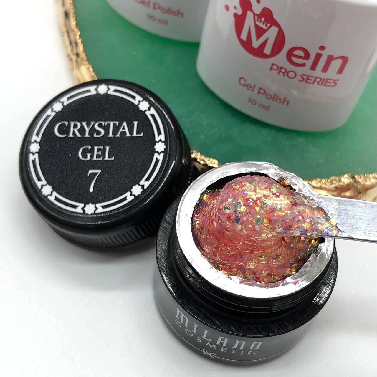 

Декоративный гель-глиттер для дизайна ногтей Crystal Gel Milano, №07