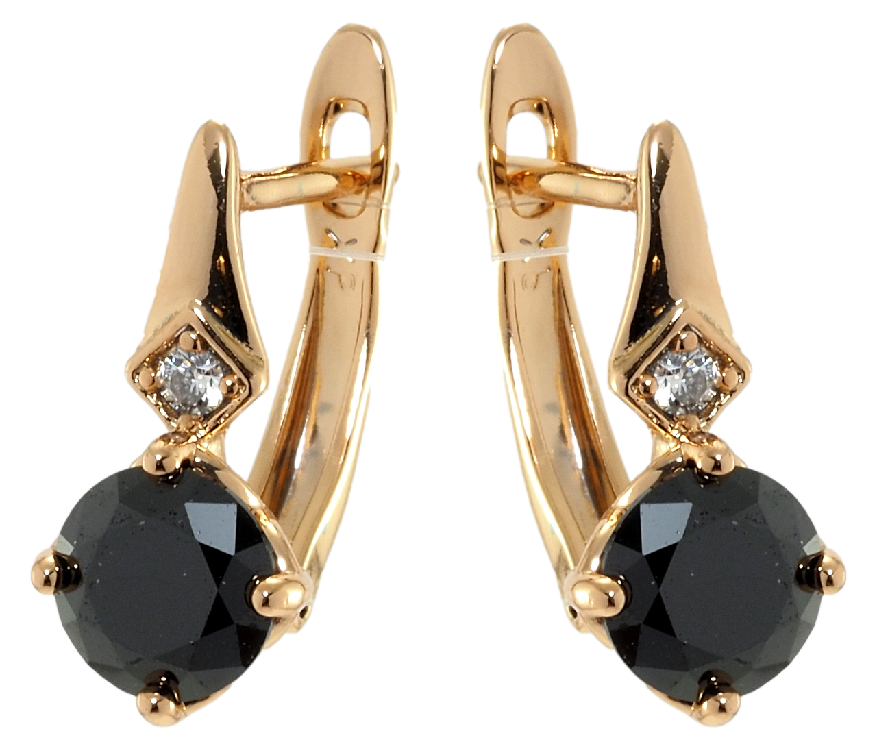 

Серьги Xuping Позолота 18K английский замок "Черные фианиты"