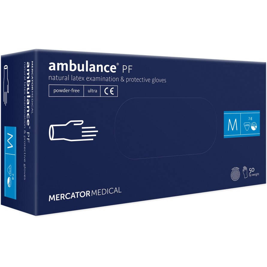 

Латексные перчатки Mercator Ambulance PF Ultra размер  синие (25 пар, Синий