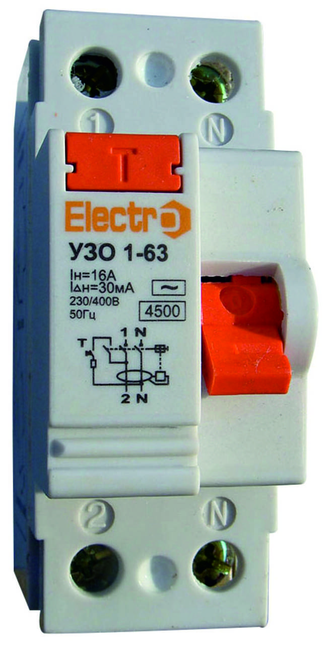 

Устройство защитного отключения УЗО 1-63 2P 50А 30mA Electro