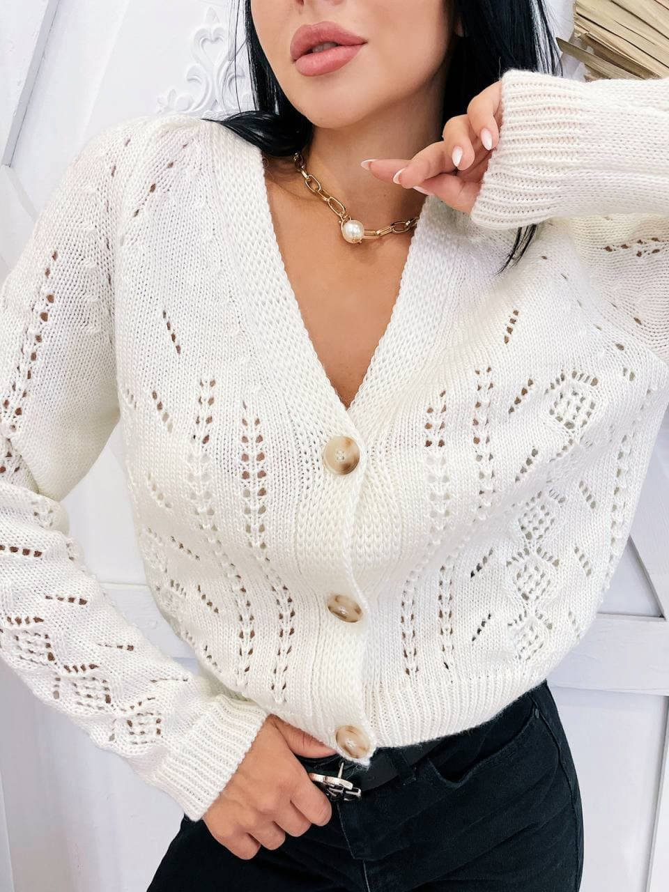 

Кофта вязаная Ajour молоко