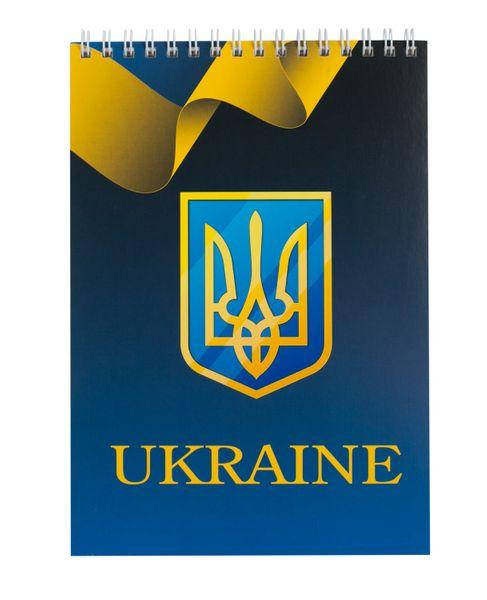 

Блокнот A5 на спіралі 48арк UKRAINE клітинка, синій BUROMAX