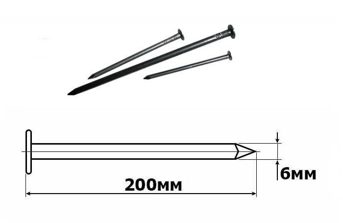 

Гвозди шлифованные 6х200мм /упак. 1кг/