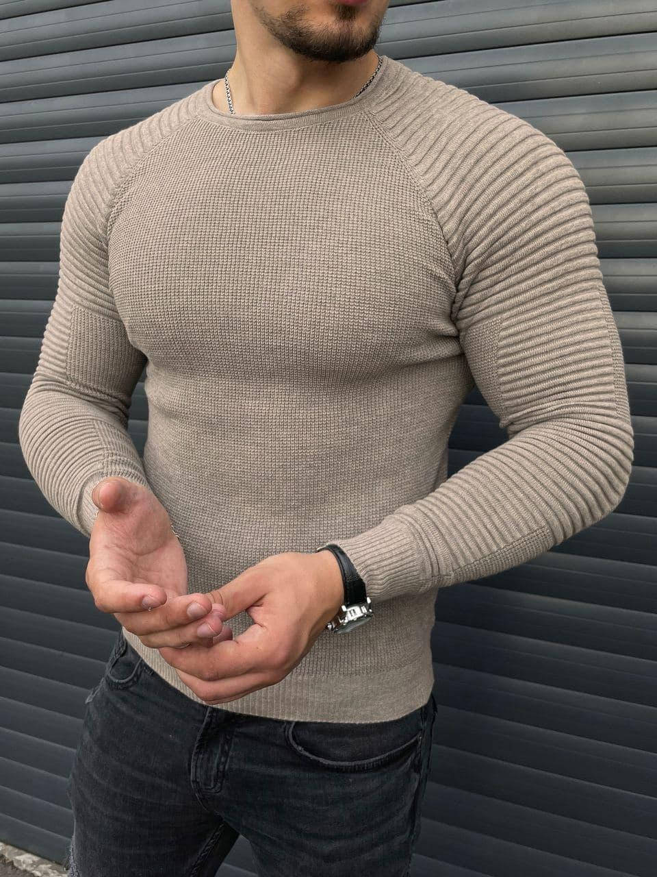 

Мужская кофта лате с рукавом в рубчик Figo L