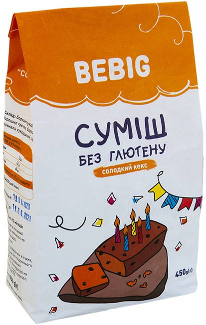 

Смесь для выпечки без глютена Сладкий Кекс тм Bebig, 450г
