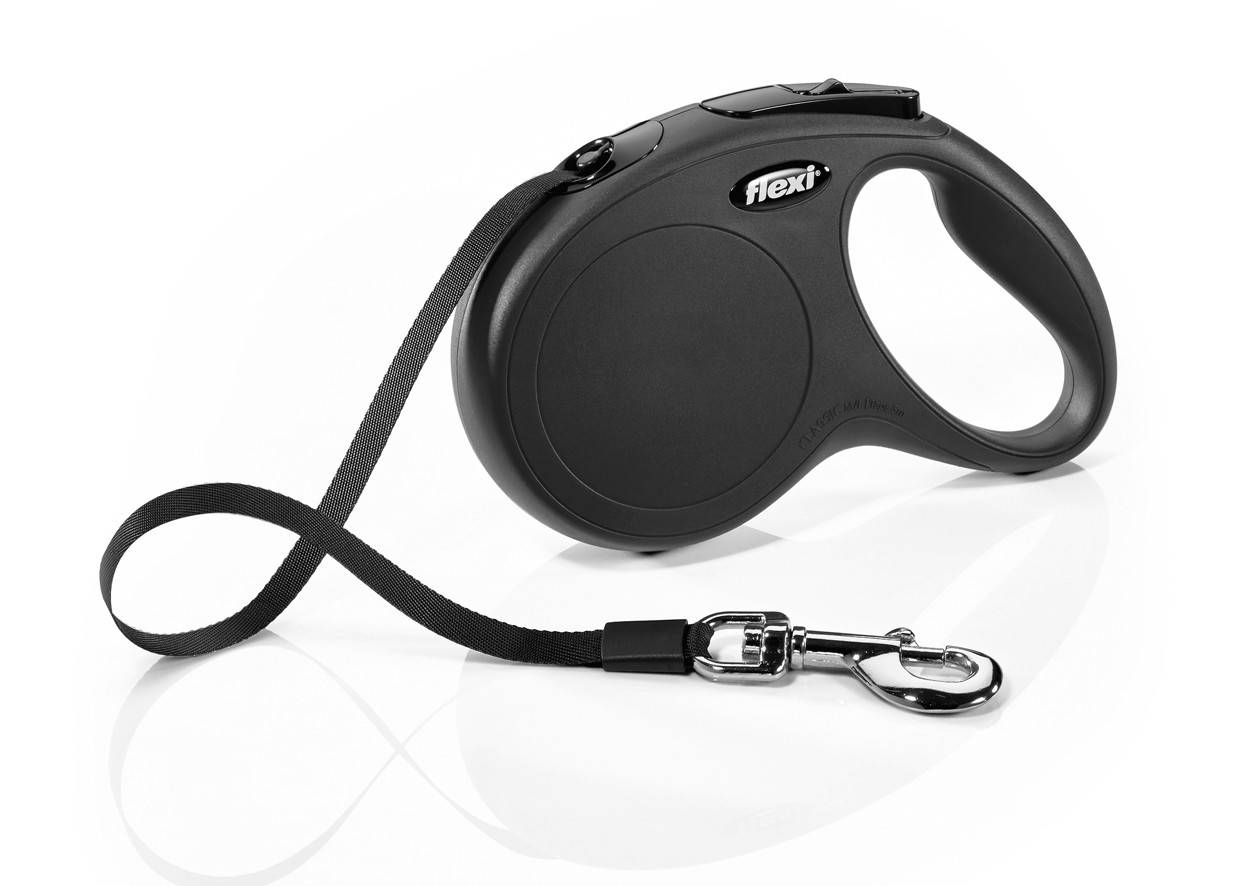 

Рулетка для собак до 25 кг Flexi New Classic M лента 5 m, Черный