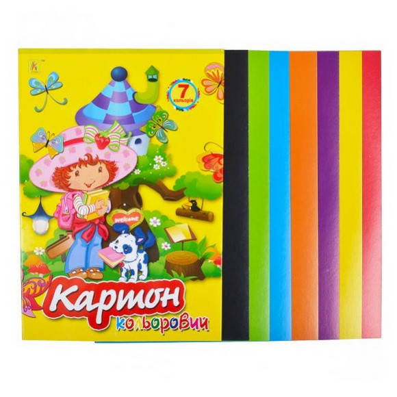 

Картон для творчества цветной "Коленкор" 7 цветных листов, А4