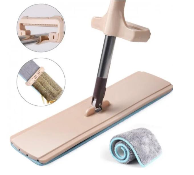 

Универсальная швабра лентяйка Spin Mop 306 Cleaner с отжимом для мытья пола, Бежевый