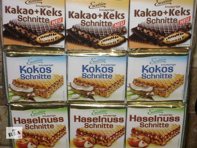 

Вафли Excelsior Kakao keks Schnitte knusprige с шоколадом и кексом 250гр